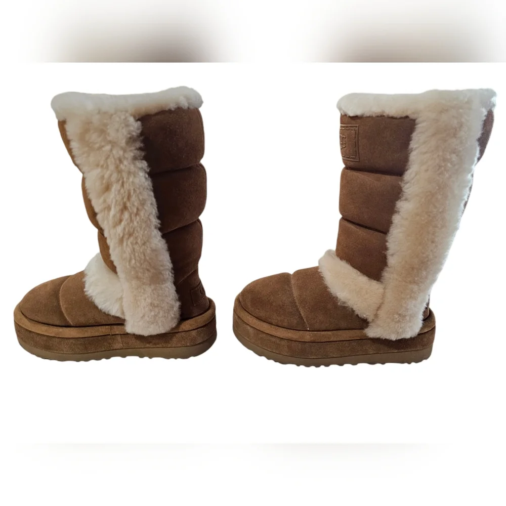 UGG Chestnut Tan Shearling Trim Winter Boots